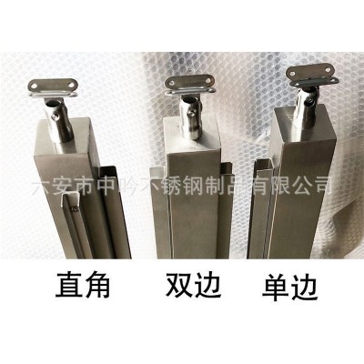 304楼梯扶手栏杆不锈钢外卡槽玻璃立柱免开孔阳台护栏u型内卡槽图5