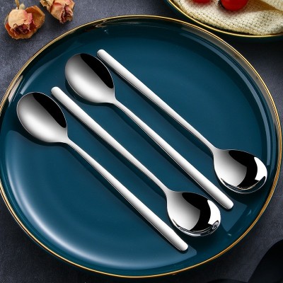 316不锈钢韩式勺子餐厅餐具创意长柄饭勺搅拌咖啡勺家用加厚汤勺