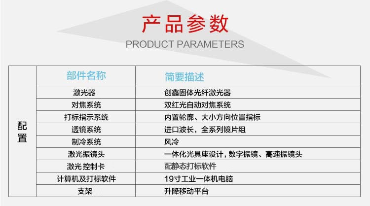 光纤激光打标机KF2-参数配置