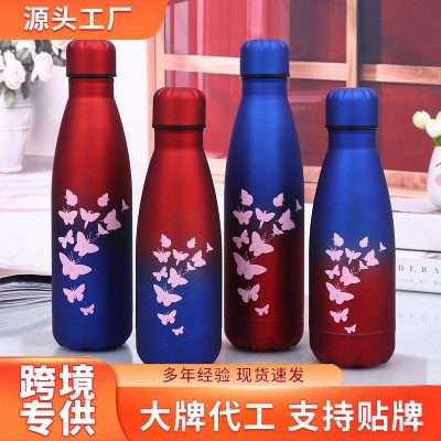 外贸新品304不锈钢可乐瓶批发渐变撞色喷漆保龄球保温杯可定logo图3