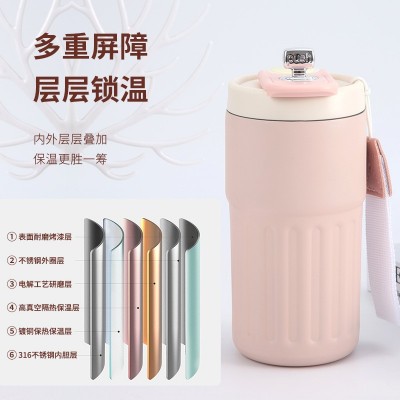 316不锈钢智能咖啡杯双层真空保温杯便携车载随手杯可定礼品杯图5