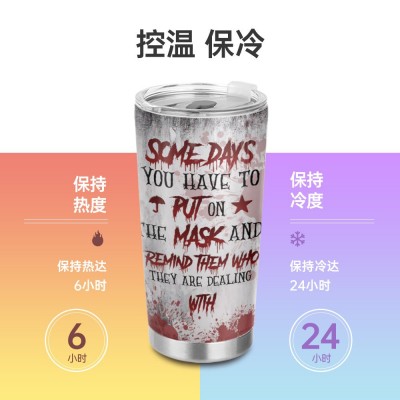 20oz汽车杯不锈钢5DUV打印跨境汽车杯直筒杯来图制作LOGO车载杯